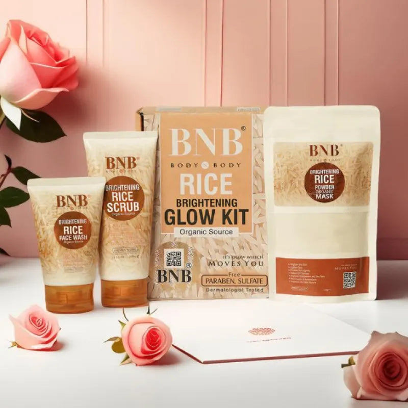 BNB 3 in 1 Brightening Glow Kit Rice Scrub Face Wash + Mask
