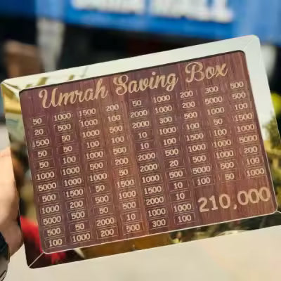 Umrah Saving Box - Wooden Islamic Money Saving Box