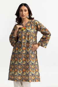 Jacquard Embellished Shirt And Printed Lawn Trouser
