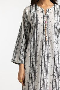 Jacquard Embellished Shirt And Printed Lawn Trouser